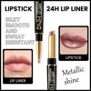 Picture of evpct 1Pcs Nude Brown Metallic Shine Shimmer Lip Liner and Lipstick Combo Set Kit for Women, DNM Lightweight Hydrating Formula High Impact Full Coverage Lipstick and Lip Liner Makeup Gloss, 18#