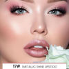 Picture of evpct 1Pcs Rose Nude Pink Metallic Shine Shimmer Lip Liner and Lipstick Combo Set Kit for Women, DNM Lightweight Hydrating Formula High Impact Full Coverage Lipstick and Lip Liner Makeup Gloss, 17#