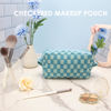 Picture of PAZIMIIK Checkered Makeup Bag for Purse Portable Zipper Make Up Pouch Small Cosmetic Case for Travel Accessories Lake Blue