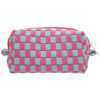 Picture of PAZIMIIK Checkered Makeup Bag for Purse Portable Zipper Make Up Pouch Small Cosmetic Case for Travel Accessories Magenta Green