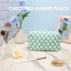 Picture of PAZIMIIK Checkered Makeup Bag for Purse Portable Zipper Make Up Pouch Small Cosmetic Case for Travel Accessories Arctic Blue