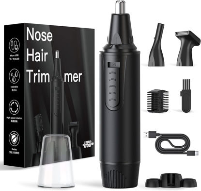 Picture of Ear and Nose Hair Trimmer-Rechargeable Nose Trimmer for Men and Women Professional Painless Nose Clipper Eyebrow & Facial Hair Trimmer-IPX7 Waterproof Dual Edge Blades for Easy Cleansing-Black