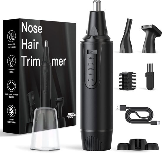 Picture of Ear and Nose Hair Trimmer-Rechargeable Nose Trimmer for Men and Women Professional Painless Nose Clipper Eyebrow & Facial Hair Trimmer-IPX7 Waterproof Dual Edge Blades for Easy Cleansing-Black
