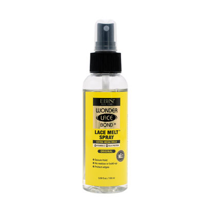 Picture of EBIN NEW YORK Wonder Lace Bond Melt Spray 3.39 oz / 100ml - Extra Mega Hold (Original) | Flawless,Natural, and Seamleass finish, No Reside, Long Lasting Formula with Protecting Edges, Perfect for wigs