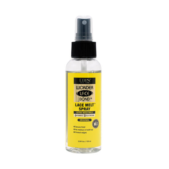Picture of EBIN NEW YORK Wonder Lace Bond Melt Spray 3.39 oz / 100ml - Extra Mega Hold (Original) | Flawless,Natural, and Seamleass finish, No Reside, Long Lasting Formula with Protecting Edges, Perfect for wigs
