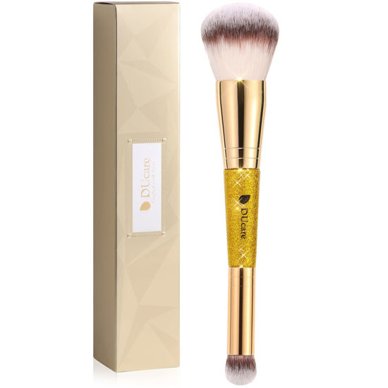 Picture of DUcare Makeup Brushes Double Ended Foundation Powder Brush Concealer Brush Perfect for Rounded Taperd Liquid, Cream, Powder,Blending, Buffing