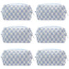 Picture of PAZIMIIK Checkered Makeup Bag for Purse Portable Zipper Make Up Pouch Small Cosmetic Case for Travel Accessories (6PCS Blue)