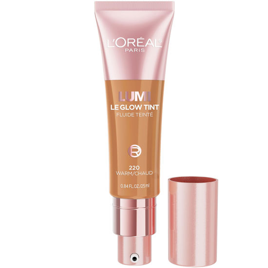 Picture of L’Oréal Paris Lumi Le Glow Skin Tint, Lightweight Water-Based Tinted Serum with Foundation-Like Coverage, Glow Illuminator, Warm 220, 0.85 Fl Oz