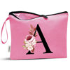 Picture of Vavabox A-Z Personalized Makeup Bag,Birthday Gifts for Women Mom,Gifts for Best Friend,Bride Bridesmaid Cosmetic bag (A, Peach)