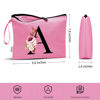 Picture of Vavabox A-Z Personalized Makeup Bag,Birthday Gifts for Women Mom,Gifts for Best Friend,Bride Bridesmaid Cosmetic bag (A, Peach)