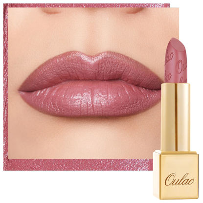 Picture of Oulac Matte Lipstick with Metallic Shine, Comfortable Creamy Texture, Smooth No Grainy Feeling, Vegan & Gluten Free, Full-Coverage Lip Colour 4.3g, Christmas Gifts for Women, GM04 Mauve Babe