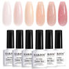 Picture of RARJSM Glitter Gel Nail Polish Nude Gel Polish 6pcs Set Shimmery Jelly Nail Gel Polish Iridescent Sparkly Pale Pink Purple Apricot Beige Translucent Natural Skin Tone Color 7.5ml Soak off UV LED Cured