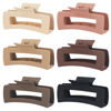 Picture of Sisiaipu 4 Inch Big Hair Claw Clips 6 Pcs Large Claw Clips for Thick Hair Square Hair Clips for Women Rectangle Hair Clips Nonslip Acrylic Banana Jaw Clips Hair Accessories for Girls -Coffee