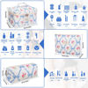 Picture of Makeup Bag Set, Quilted Makeup Bag, Large Floral Cosmetic Bag for Women, Cute Cotton Makeup Bags, Flower Travel Toiletry Organizer Bag (Blue Flower)