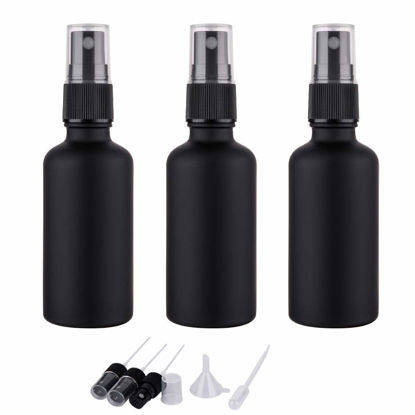 Picture of 2oz Small Glass Essential Oils Spray Bottles, Fine Mist Frosted Black Spray Bottles (Set Of 3)