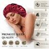 Picture of VECIIR Satin Bonnet Silk Bonnet for Sleeping Women and Men, Ajustable Hair Bonnet for Curly Hair with Double Layer Hair Bonnet,Wine red - Black,Medium