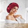 Picture of VECIIR Satin Bonnet Silk Bonnet for Sleeping Women and Men, Ajustable Hair Bonnet for Curly Hair with Double Layer Hair Bonnet,Wine red - Black,Medium