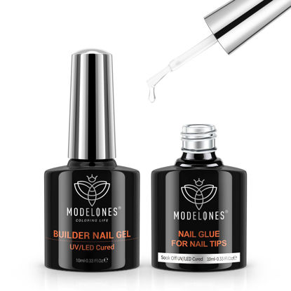 Picture of modelones 9 in One Nail Glue Gel Builder Gel for Nails Nail Gel Glue Set for Nail Thickening, Adhesive Bond Gel x Nail Glue for Nail Tips, Long Lasting Curing Needed