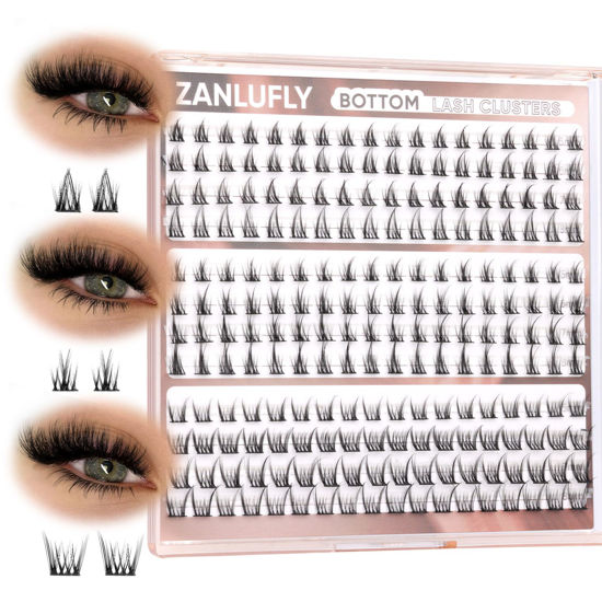 Picture of Bottom Lashes Natural Lower Lashes Bottom Lash Clusters 5-8MM Bottom Eyelash Clusters Wispy Bottom Lash Extension 3 Styles Bottom Eyelash Extensions DIY Cluster Eyelash Extension by ZANLUFLY