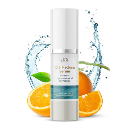Picture of Sun Coast Sciences - Total Package Serum, All-In-One Vitamin C, Hyaluronic Acid, Peptides Serum For Face, Anti-Aging Facial Super Serum for Wrinkles, Age Spots - 1 fl oz (6)
