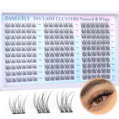 Picture of Lash Clusters Wispy Eyelash Clusters CC Curl Cluster Lashes zanlufly Natural Individual Lashes 180Pcs Eyelash Extension 10-12MM DIY Lash Extension