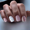 Picture of Press on Nails Short Square Acrylic Fake Nails with Apricot Design Full Cover False Nails Glossy Nude Glue on Nails Artificial Stick on Nails for Women 24Pcs (Nude Apricot)