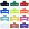 Picture of Sisiaipu 3.5 Inch Medium Hair Accessories: 12 Pcs Square Jaw Clips for Thick and Thin Hair - Rectangular Bulk Clips for Women and Girls - Dopamine