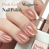 Picture of Double Rhythm 15ML Ice Glass Cat Eye Gel Polish with Magnet Holographic Glitter Shimmer Translucent Sheer Color Salon Soak Off Magnetic Nail at Home (Pink Gold-MC1122)