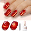 Picture of Double Rhythm 15ML Ice Glass Cat Eye Gel Polish with Magnet Holographic Glitter Shimmer Translucent Sheer Color Salon Soak Off Magnetic Nail at Home (Blood Red-MC1145)
