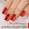 Picture of Double Rhythm 15ML Ice Glass Cat Eye Gel Polish with Magnet Holographic Glitter Shimmer Translucent Sheer Color Salon Soak Off Magnetic Nail at Home (Blood Red-MC1145)