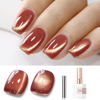 Picture of Double Rhythm 15ML Ice Glass Cat Eye Gel Polish with Magnet Holographic Glitter Shimmer Translucent Sheer Color Salon Soak Off Magnetic Nail at Home (Brown Tan-MC1125)