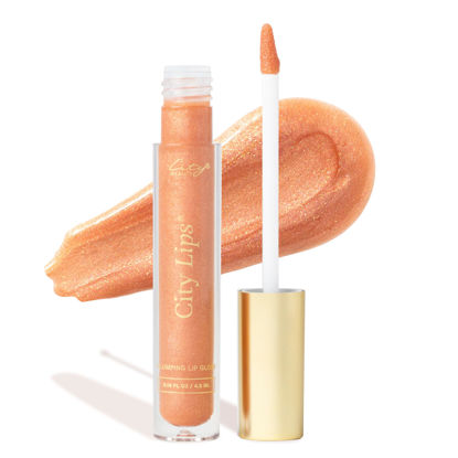 Picture of City Beauty City Lips Plumping Lip Gloss Nude York - High-Shine Gloss for Fuller, Younger-Looking Lips | Hydrating & Smoothing Lip Treatment Hyaluronic Acid