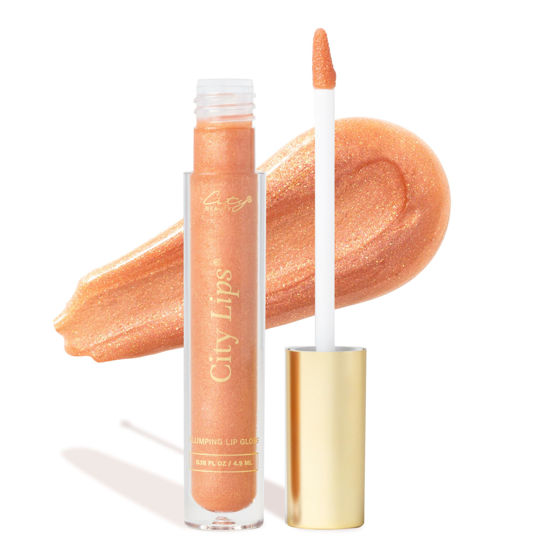 Picture of City Beauty City Lips Plumping Lip Gloss Nude York - High-Shine Gloss for Fuller, Younger-Looking Lips | Hydrating & Smoothing Lip Treatment Hyaluronic Acid