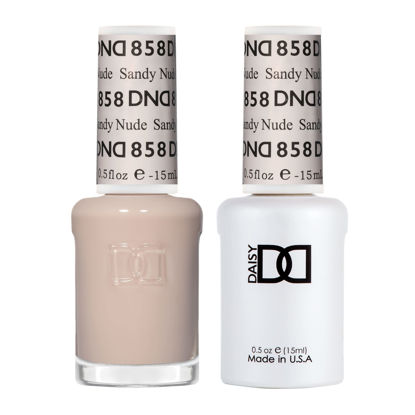 Picture of DND Gel Polish Set, Sheer Collection, UV/LED Gel Polish and Air Dry Nail Lacquer, Matching Chip-Free Polish Duo, 858 Sandy Nude, 0.5 Fl Oz