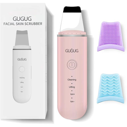 Picture of GUGUG Skin Scrubber Face Spatula Skin Spatula Pore Cleaner Blackhead Remover Tools for Facial Deep Cleansing-4 Modes, Pink