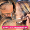 Picture of Pizazz Honey Blonde Lace Front Wigs Human Hair Pre Plucked with Natural Hairline 13x4 Glueless Wigs Human Hair 180 Density 4/27 Highlight Body Wave Lace Frontal Wigs 20 Inch