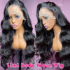 Picture of Pizazz 13x6 HD Lace Front Wigs Human hair Pre Plucked 180 Density Brazilian Body Wave Frontal Wigs Human Hair with Baby Hair Natural Hairline Natural Black Color 18 Inch
