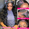 Picture of Pizazz 13x6 HD Lace Front Wigs Human hair Pre Plucked 180 Density Brazilian Body Wave Frontal Wigs Human Hair with Baby Hair Natural Hairline Natural Black Color 18 Inch
