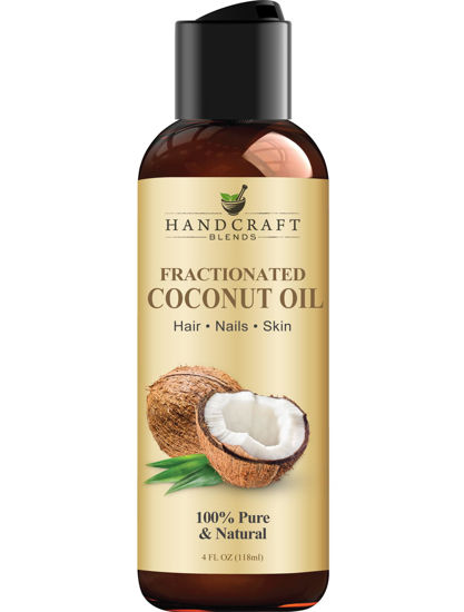 Picture of Handcraft Blends Fractionated Coconut Oil - 4 Fl Oz - 100% Pure and Natural - Premium Grade Oil for Skin and Hair - Carrier Oil - Hair and Body Oil - Massage Oil