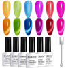 Picture of RARJSM 9D Neon Cat Eye Gel Nail Polish Set 6 Colors Velvet Silver Glitter Bright Orange Blue Red Green Rose Purple Ice Gel Polish with Magnet Stick UV LED Curing Requires Soak Off Home Salon Diy