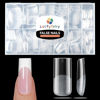 Picture of Luckyfairy Medium Square Fake Nails, 504pcs Soft Gel x Pre-Shaped Acrylic Square Nail Tips, Half Matte Full Cover Clear Press on Flase Nail Tips for Nail Extension Home DIY 12 Sizes Gelly Tips