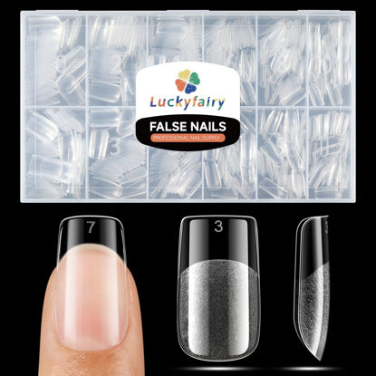 Picture of Short Square Nail Tips Matte Short Square Gel x Tips 504pcs Clear Square Gel x nails Full Cover Acrylic False Nails Tips for Gel Nail Extensions 12 Sizes Saving Gelly Tips, Luckyfairy