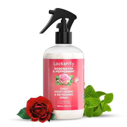 Picture of Locsanity Daily Moisturizing Refreshing Spray for Locs, Dreadlocks - Rose Water and Peppermint Hair Scalp Moisturizer, Dreadlock Spray - Natural Loc Care and Maintenance (12oz)