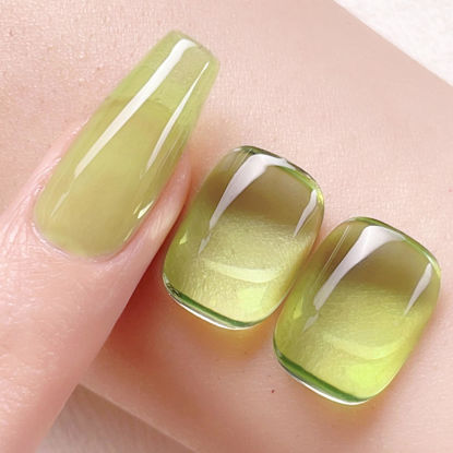 Picture of Born Pretty Ice Jelly Gel Nail Polish Jelly Green Gel Nail Polish Sheer Transparent Green Natural Translucent Hema-Free Soak Off Gel Polish Nail Art DIY 15ML