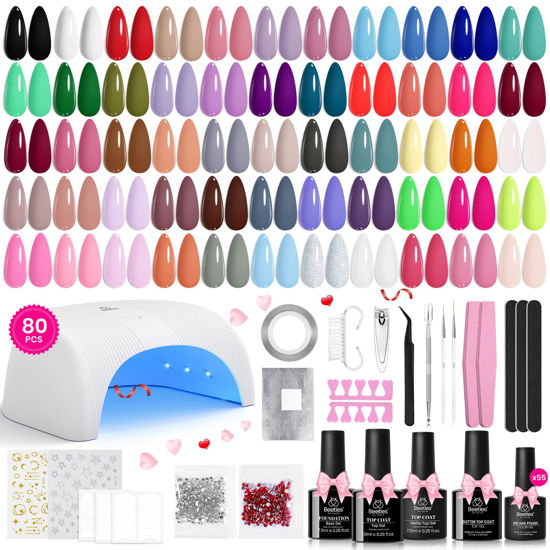 Picture of Beetles Gel Nail Polish Kit with U V Light 80Pcs Color Enchantment 55 Colors Gel Polish Starter Kit with Base Top Coat Nail Art Stickers Manicure Tools Valentine's Day Gift for Women