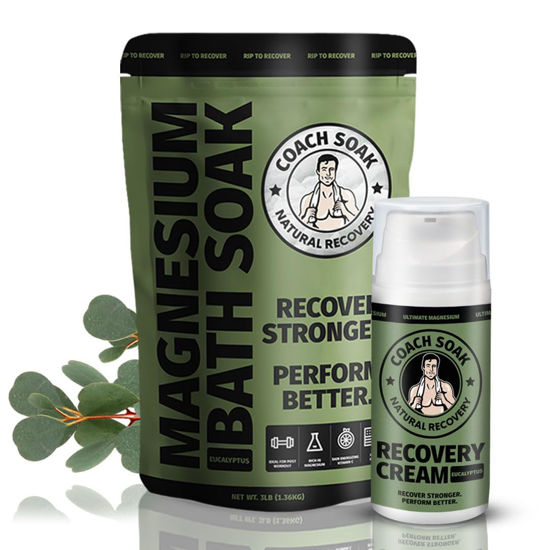 Picture of Coach Soak Recovery Bath Soak and Magnesium Lotion with MSM Eucalyptus Tea Tree Bundle (Eucalyptus)