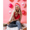 Picture of CEALXHENY Valentine's Day Hairband, Red Pink Acrylic Furry Beaded Heart Headband for Women, Knotted Headband with Rhinestone Crystal, XOXO Love Heart Jeweled Hairband, Valentine's Day Hair Accessories