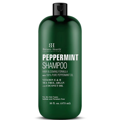 Picture of BOTANIC HEARTH Peppermint Oil Shampoo - Hair Blooming Formula with Keratin for Thinning Hair - Fights Hair Loss, Promotes Hair Growth - Sulfate Free for Men and Women - 16 fl oz