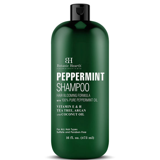 Picture of BOTANIC HEARTH Peppermint Oil Shampoo - Hair Blooming Formula with Keratin for Thinning Hair - Fights Hair Loss, Promotes Hair Growth - Sulfate Free for Men and Women - 16 fl oz