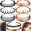 Picture of ULTIMUTE 8 PCS Fashion Effortless Plastic Headbands with Teeth Comb Black Skinny Headbands No Slip Hair Accessories Bands for Women Men Teen Girls, Amber&Bright Black